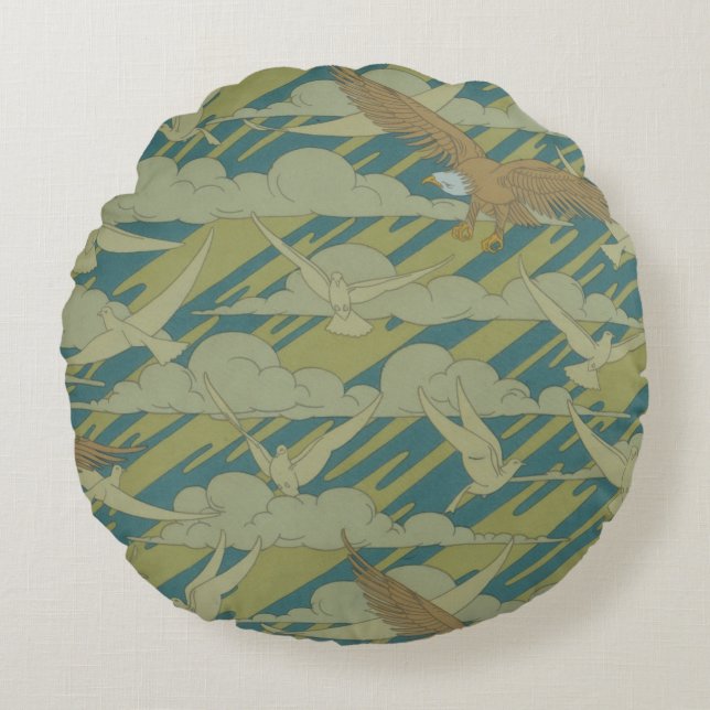 Eagle and Dove Round Pillow (Front)