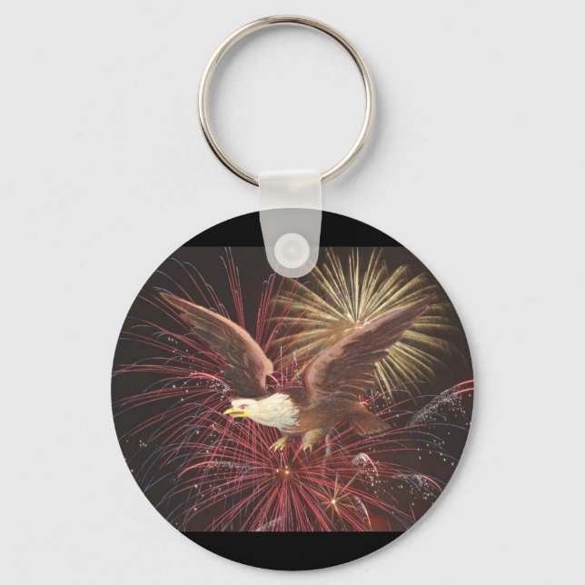 Eagle and Fireworks Keychain (Front)