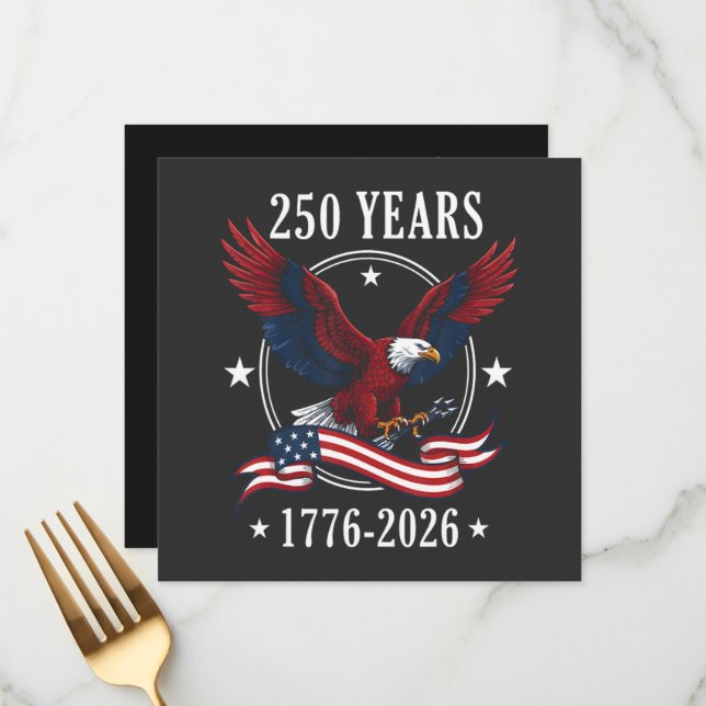 Eagle And Flag 250 Years 1776-2026 250th Menu (Front/Back In Situ)