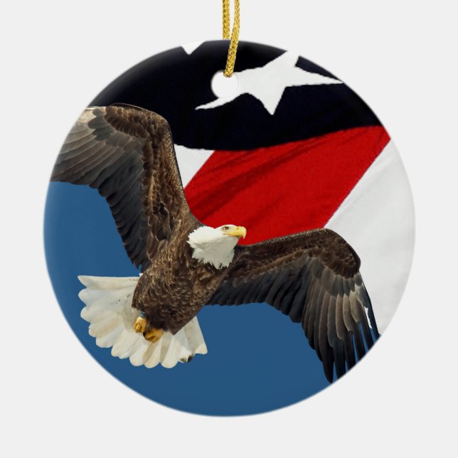 Eagle and Flag Ceramic Ornament (Front)