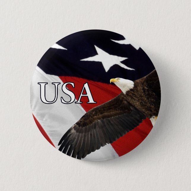 Eagle and Flag USA 2 Inch Round Button (Front)