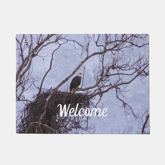 Eagle And Nest Painterly Welcome Doormat (Front)