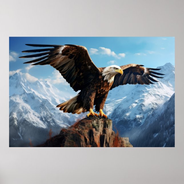 Eagle Animal Bird Wildlife Wilderness Colourful Ar Poster (Front)