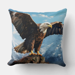 Eagle Animal Bird Wildlife Wilderness Colourful Ar Throw Pillow