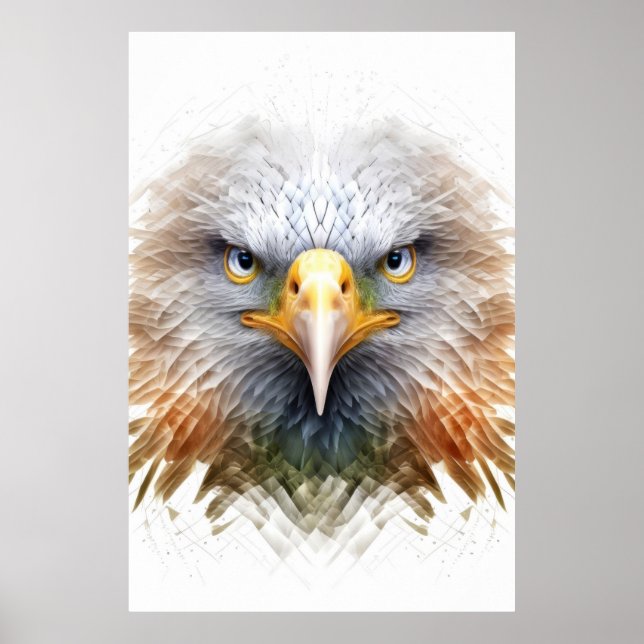 Eagle Animal Portrait Nature Wildlife Painting Poster (Front)