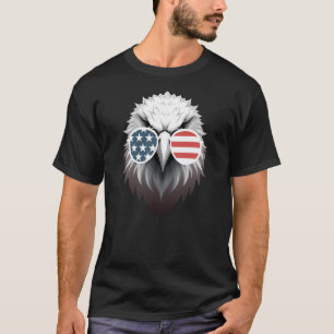 Eagle Art with American Flag Sunglasses T-Shirt