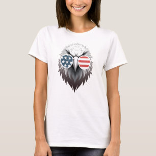 Eagle Art with American Flag Sunglasses T-Shirt