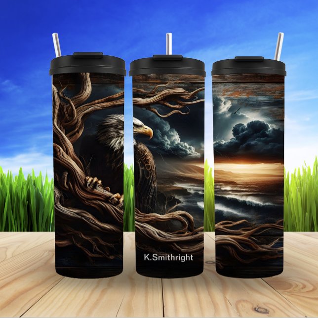 Eagle at Sunset Over Coast Thermal Tumbler (Creator Uploaded)