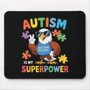 Eagle Autism Is My Superpower Accept Support Love Mouse Pad