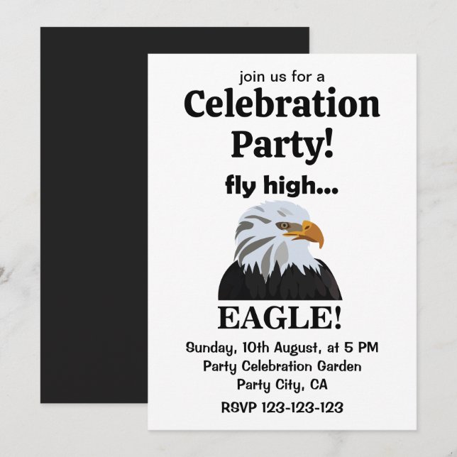 Eagle Bald Eagle Fly High Eagle Celebration Party Invitation (Front/Back)