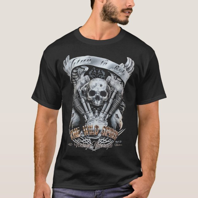 Eagle Biker Native American Indian Motorbike Motor T-Shirt (Front)