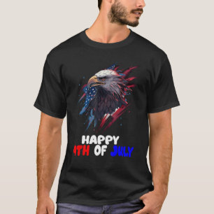 Eagle Bird 4th of July American Flag Veterans Memo T-Shirt