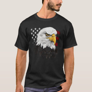 Eagle Bird 4th of July American Flag Veterans Memo T-Shirt