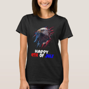 Eagle Bird 4th of July American Flag Veterans Memo T-Shirt