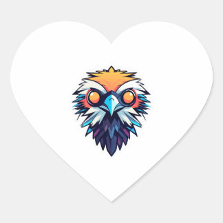 Eagle Bird Illustration Heart Sticker