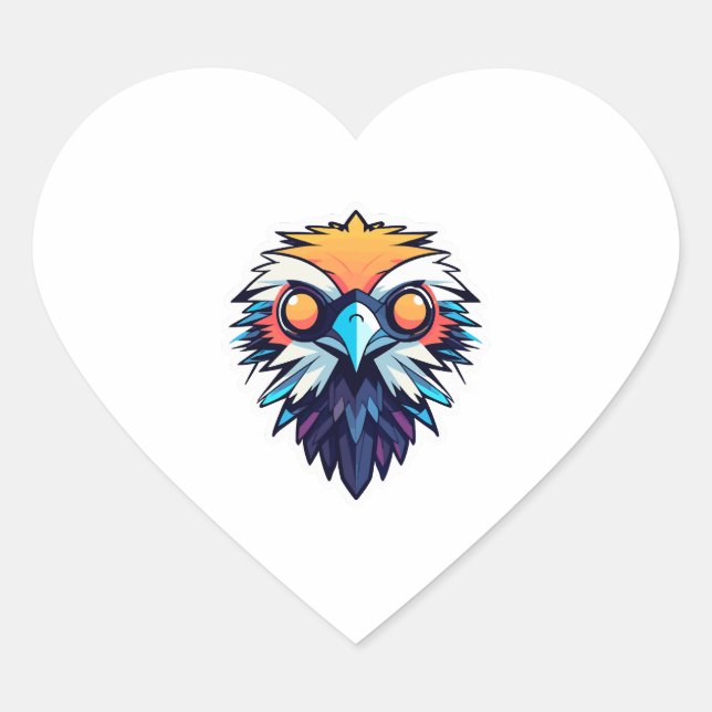 Eagle Bird Illustration Heart Sticker (Front)