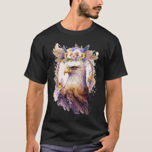 Eagle Bird Of Prey Flower Crown Floral Birding T-Shirt