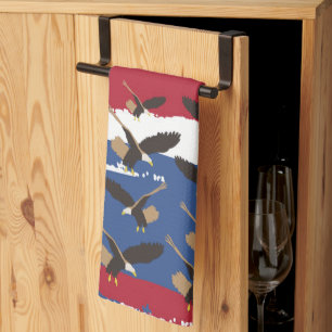 Eagle Bird USA Patriotic American Flag  Kitchen Towel