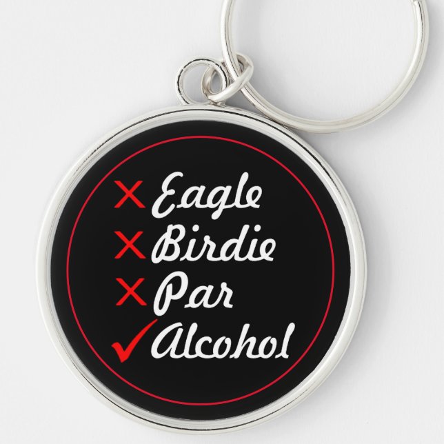 Eagle Birdie Par Alcohol Humour Keychain (Front)