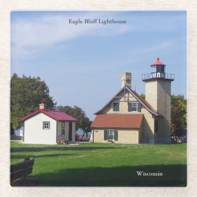 Eagle Bluff Lighthouse 2025 glass coaster (Front)