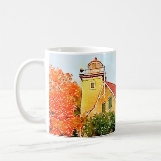 Eagle Bluff Lighthouse, Door County, Wisconsin Coffee Mug (Left)