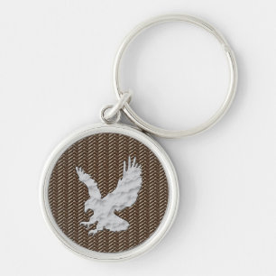 Eagle Brown Leather Keychain