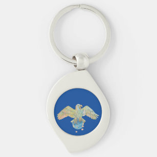 Eagle Carrying Earth Deep Blue Keychain