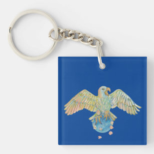 Eagle Carrying Earth Deep Blue Keychain