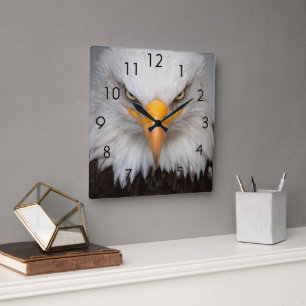 Eagle Closeup Square Wall Clock
