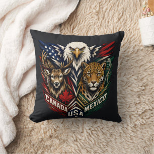 Eagle Deer Jaguar Nature Art Throw Pillow