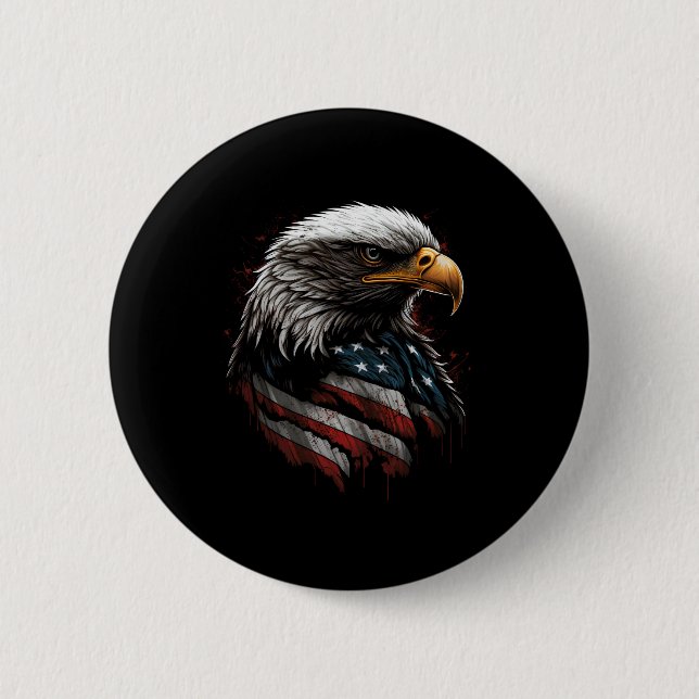 eagle design with american flag 2 inch round button (Front)