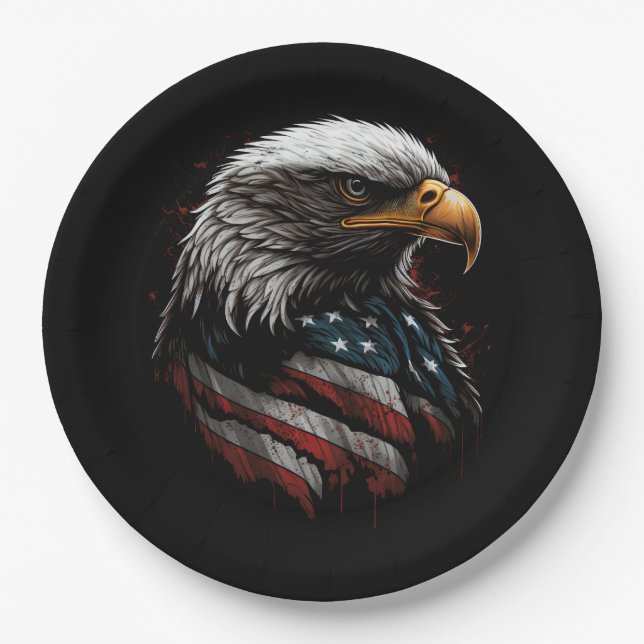 eagle design with american flag paper plate (Front)