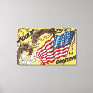 Eagle Emblem Holding Fireworks, Flag Canvas Print