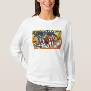 Eagle Emblem Holding Fireworks, Flag-Shield T-Shirt
