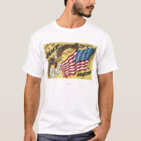 Eagle Emblem Holding Fireworks, Flag
