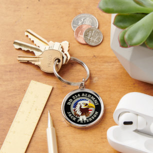 Eagle Emblem USA Flag   DD 214 Alumni Monogram Keychain