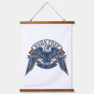 Eagle Emblem with Born Free Banner, Majestic Eagle Hanging Tapestry