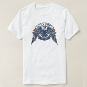 Eagle Emblem with Born Free Banner, Majestic Eagle T-Shirt