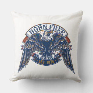 Eagle Emblem with Born Free Banner, Majestic Eagle Throw Pillow