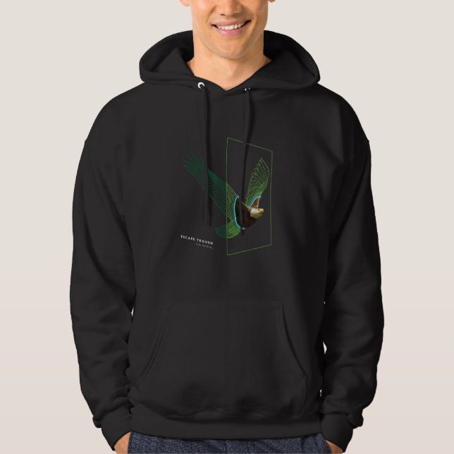 Eagle exiting digital space hoodie (Front)