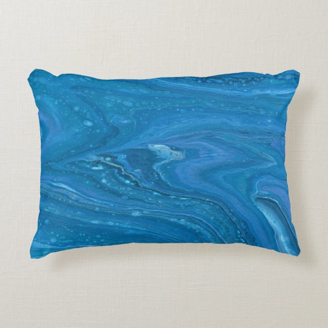 Eagle Eye 3 Cool Blue Abstract Pillow (Front)