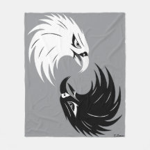 "Eagle Eye" Fleece Blanket design - B&W