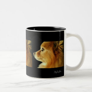 Eagle Eyed Pomeranian Two-Tone Coffee Mug