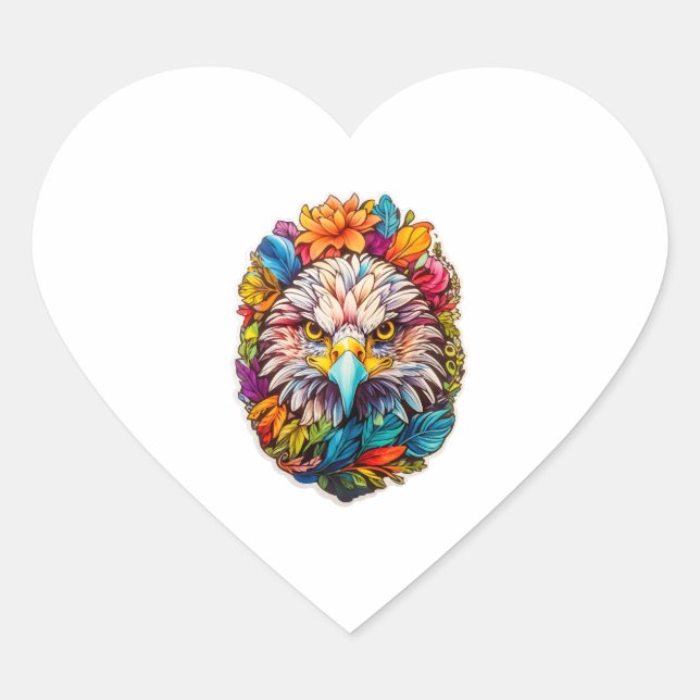 Eagle Face Heart Sticker (Front)