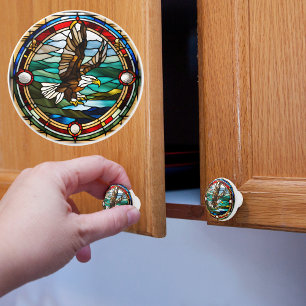 Eagle Faux Stained Glass Ceramic Knob