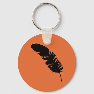 Eagle feather black silhouette keychain