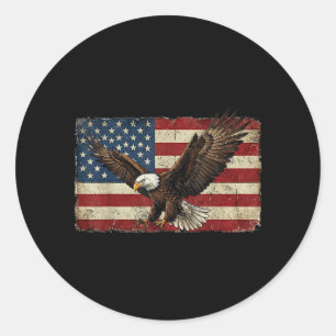Eagle Flag American Patriotic USA America 4th of Classic Round Sticker