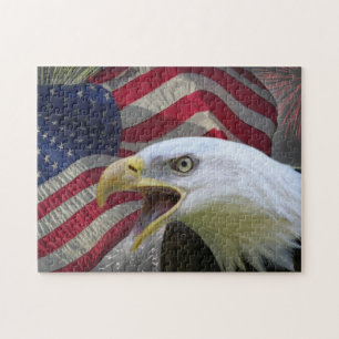 Eagle, flag and fireworks jigsaw puzzle