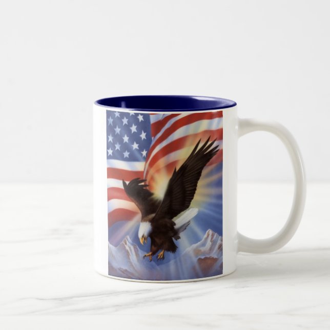 eagle-flag, Born & Raised In The U.S.A. Two-Tone Coffee Mug (Right)