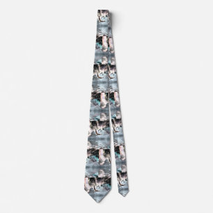 Eagle flies above water surface tie